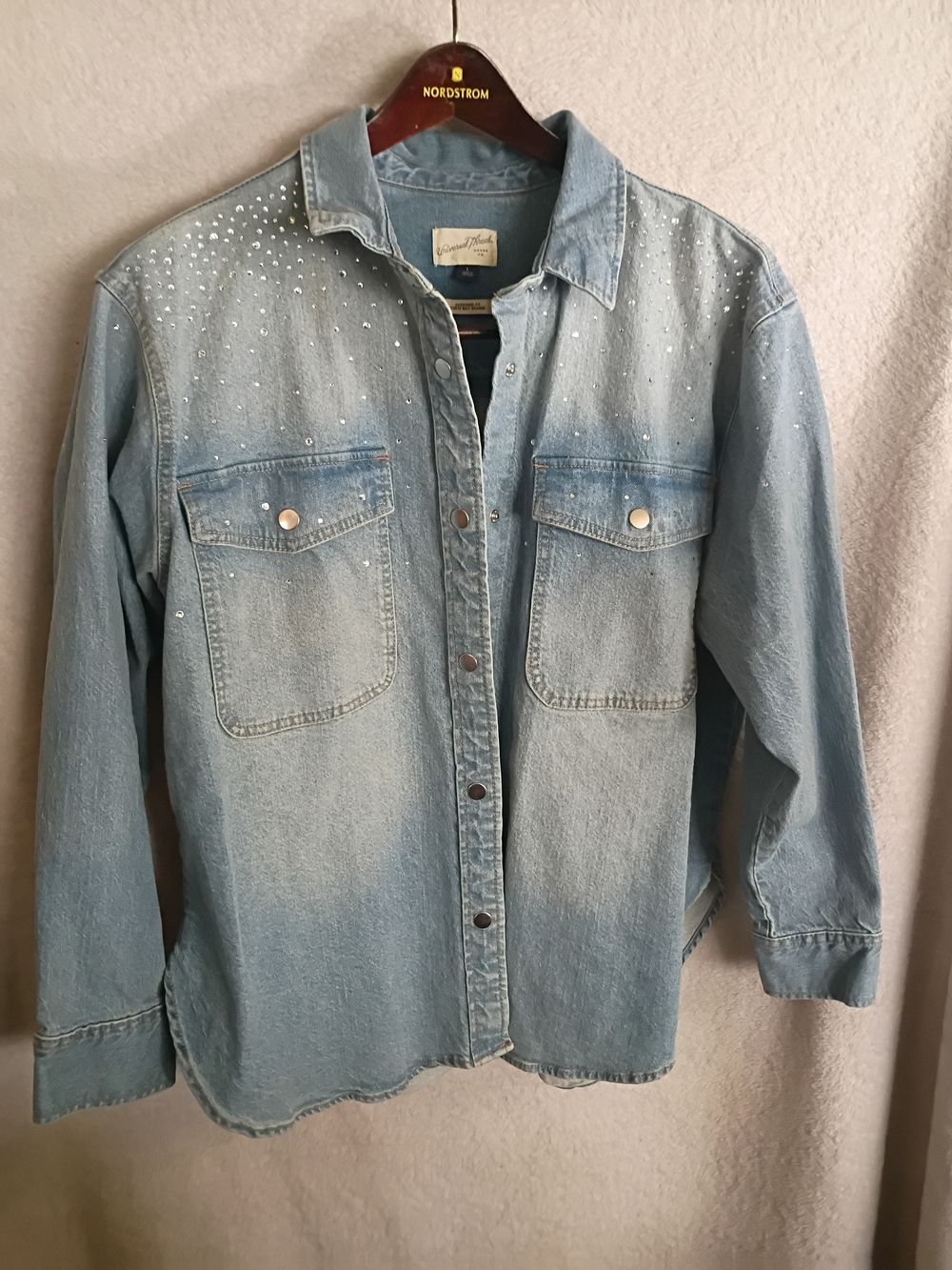 Universal Thread Light Blue Embellished Denim Jacket